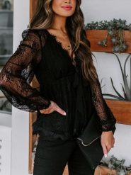 Milan Kiss Bluzka w kolorze czarnym rozmiar: L. Czarne bluzki Milan Kiss, l, bez wzorów, z koronki, bez kołnierzyka, bez ramiączek. Za 130.99 zł.