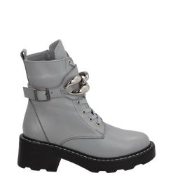 SZARE BOTKI 1066-02 LIG GREY. Szare botki Venezia, bez wzorów, ze skóry, bez obcasa, bez zapięcia. Za 249.00 zł.