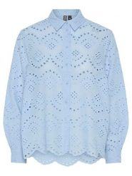 Pieces Bluzka "Vilde" w kolorze błękitnym rozmiar: M. Niebieskie bluzki Pieces, m, bez wzorów, z bawełny, bez kołnierzyka, bez ramiączek. Za 100.52 zł.