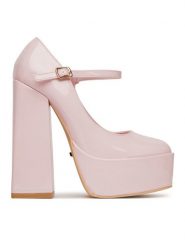 DeeZee Półbuty LWLB0328-1 Różowy. Czerwone półbuty wsuwane DeeZee, bez wzorów, ze skóry, bez obcasa, na obcasie. Za 159.99 zł.