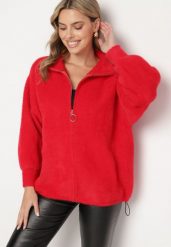 Czerwona Bluza z Wełną Suwakiem i Ściągaczami Enalwen. Czerwone bluzy Born2be, uniwersalny, z aplikacjami, z jeansu, bez kaptura, trekkingowe. W wyprzedaży za 135.99 zł.