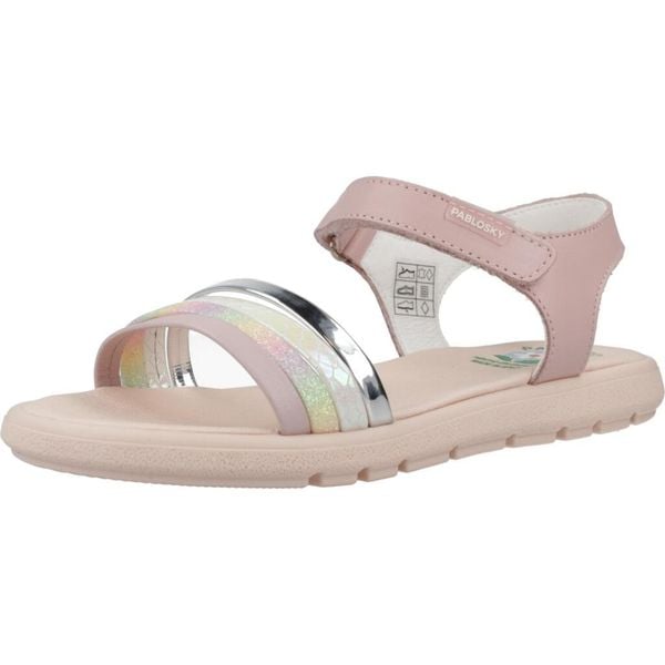 Sandały PABLOSKY 448670P Rose. Czerwone sandały Pablosky, bez wzorów, ze skóry, bez obcasa, bez zapięcia. Za 203.99 zł.