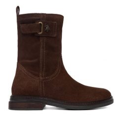 Botki U.S. Polo Assn. Brązowe botki U.S. Polo Assn., bez wzorów, bez obcasa, na płaskiej podeszwie, bez zapięcia. Za 309.99 zł.