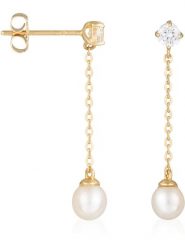 OR ÉCLAT Złote kolczyki-wkrętki "Moana Pearl" z perłami i cyrkoniami rozmiar: onesize. Żółte kolczyki Or Éclat, z cyrkonią, złote. Za 434.99 zł.