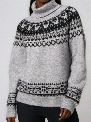 Sweter ze wzorem - szary. Szare swetry Sinsay, l, bez wzorów, bez ramiączek. Za 69.99 zł.