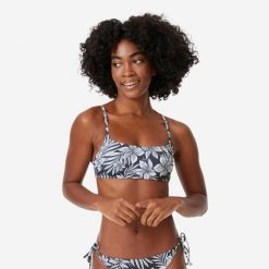 Góra kostiumu kąpielowego damska Roxy. Białe bikini Roxy, bez wzorów, z materiału, sportowe. Za 129.99 zł.