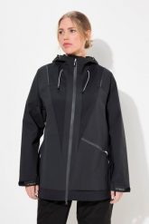 Damskie Kurtka funkcyjna wodoodporna dwukierunkowy zamek błyskawiczny odblask. Czarne kurtki Ulla Popken, plus size, bez wzorów, z materiału, bez kaptura. Za 739.99 zł.
