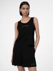 4F Top 4FSS23TTSHF567 Czarny Regular Fit. Czarne topy 4f, l, bez wzorów, z bawełny, bez kołnierzyka, bez ramiączek. Za 39.99 zł.