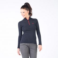 Vega - damska koszulka 100% merino wełna 195 g/m² z zamkiem YKK. Szare bielizna termoaktywna damska WOOLONA, bez wzorów, z wełny, bez ramiączek, trekkingowe. W wyprzedaży za 306.00 zł.
