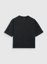 4F T-shirt oversize z nadrukiem damski - czarny XL. Czarne t-shirty sportowe 4f, uniwersalny, bez wzorów, z bawełny, bez ramiączek. Za 69.99 zł.