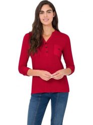 Heine Bluzka w kolorze czerwonym rozmiar: 46. Czerwone bluzki Heine, bez wzorów, bez kołnierzyka, bez ramiączek. Za 56.99 zł.