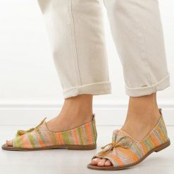 Multi pomarańczowe n01 skórzane Polskie sandały damskie z zakrytą piętą Deoni D488. Brązowe sandały Deoni, bez wzorów, ze skóry, klasyczne, bez obcasa, bez zapięcia. Za 419.00 zł.