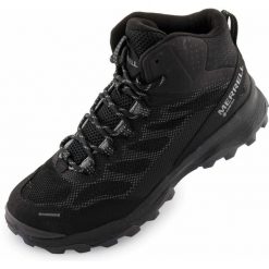 Merrell Speed Strike Mid GTX damskie buty trekkingowe, czarne, rozmiar 40. Czarne buty trekkingowe Merrell, bez wzorów, z gore-texu, bez zapięcia, wspinaczkowe, gore-tex. Za 707.99 zł.