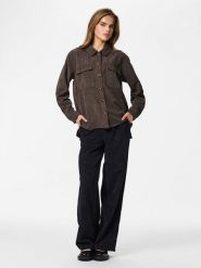 Pieces Koszula w kolorze khaki rozmiar: XS. Brązowe koszule Pieces, xs, bez wzorów, bez kołnierzyka, bez ramiączek. Za 85.95 zł.