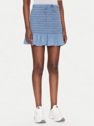 Tommy Jeans Spódnica mini DW0DW20273 Niebieski Regular Fit. Niebieskie spódnice Tommy Jeans, s, bez wzorów, z bawełny, mini. Za 239.99 zł.