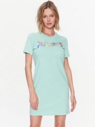 Just Cavalli Sukienka codzienna 74PBOG00 Zielony Regular Fit. Zielone sukienki Just Cavalli, na co dzień, s, bez wzorów, z bawełny, bez kołnierzyka, bez ramiączek, proste. Za 339.99 zł.