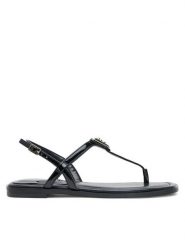 Guess Sandały FLJRA4 PAF21 Czarny. Czarne japonki Guess, z aplikacjami, ze skóry, bez obcasa, na płaskiej podeszwie, bez zapięcia. Za 309.99 zł.