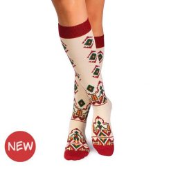 Damskie bawełniane skarpetki 3/4 z tradycyjnymi motywami w kolorze ecru. Białe skarpetki OEM, bez wzorów, z bawełny. W wyprzedaży za 45.15 zł.