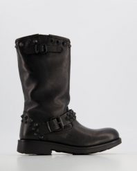 BOTKI Z ĆWIEKAMI BK108 VACCH NERO. Botki Venezia, bez wzorów, ze skóry, bez obcasa, bez zapięcia. Za 389.00 zł.