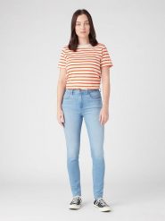 Wrangler Dżinsy "Brooklyn" - Skinny fit - w kolorze błękitnym rozmiar: W27/L34. Niebieskie jeansy Wrangler, l, z aplikacjami, z bawełny, klasyczne, z podwyższonym stanem. Za 150.02 zł.
