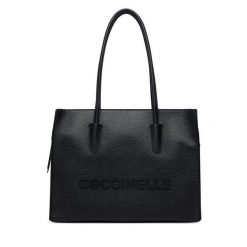Torebka Coccinelle. Czarne shopper bag Coccinelle, bez wzorów, bez dodatków. Za 1,449.00 zł.