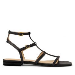 Sandały LAUREN RALPH LAUREN. Czarne sandały Lauren Ralph Lauren, bez wzorów, bez obcasa, na płaskiej podeszwie, bez zapięcia. Za 669.99 zł.