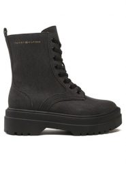 Tommy Hilfiger Trapery Feminine Essential Canvas FW0FW07357 Czarny. Czarne traperki Tommy Hilfiger, bez wzorów, z materiału, bez obcasa, bez zapięcia. Za 749.99 zł.