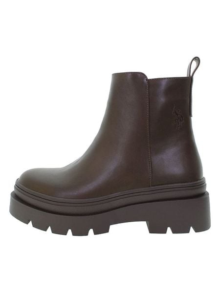 U.S. Polo Assn. Botki w kolorze brązowym rozmiar: 38. Brązowe botki U.S. Polo Assn., bez wzorów, eleganckie, bez obcasa, bez zapięcia. Za 226.10 zł.
