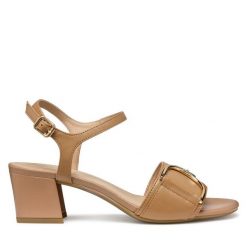 Sandały Geox. Brązowe sandały Geox, bez wzorów, bez obcasa, na słupku, bez zapięcia. Za 619.99 zł.