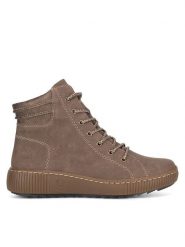 Rieker Botki Z6630-24 Brązowy. Brązowe botki Rieker, bez wzorów, bez obcasa, na płaskiej podeszwie, bez zapięcia. Za 287.00 zł.
