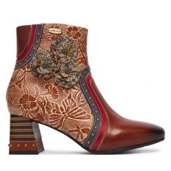 Botki Laura Vita. Brązowe botki LAURA VITA, bez wzorów, bez obcasa, na słupku, bez zapięcia. Za 689.99 zł.