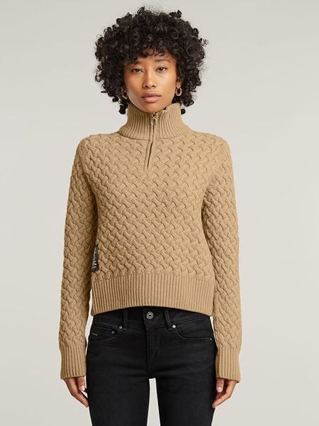 G-Star Sweter w kolorze beżowym rozmiar: S. Brązowe swetry G-Star, s, bez wzorów, z wełny, retro, bez ramiączek. Za 205.93 zł.