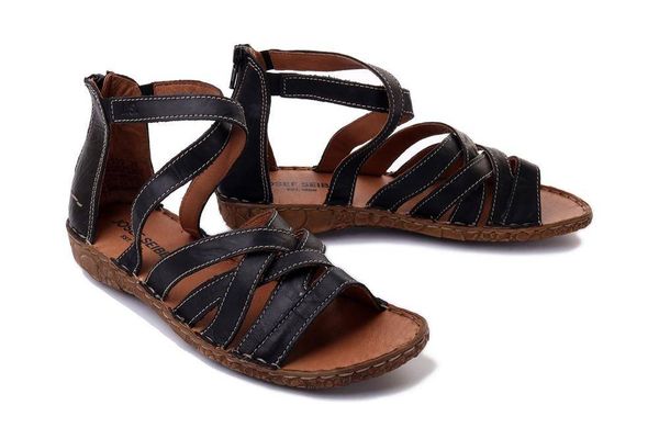 JOSEF SEIBEL 79553 95100 Rosalie 53 schwarz, sandały damskie. Czarne sandały Josef Seibel, bez wzorów, ze skóry, bez obcasa, bez zapięcia. Za 389.90 zł.