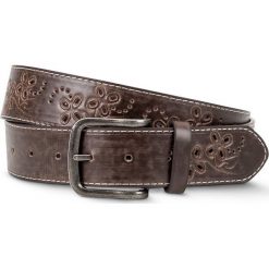 Pasek z wycinanym wzorem bonprix brązowy. Brązowe paski marki bonprix, w paski. Za 24.99 zł.