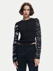 Desigual Bluzka Rebe 24WWTK78 Czarny Slim Fit. Czarne bluzki Desigual, xs, bez wzorów, z bawełny, bez kołnierzyka, bez ramiączek. Za 189.99 zł.