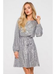 Made of emotion Sukienka w kolorze srebrnym rozmiar: XL. Szare sukienki Made Of Emotion, xl, bez wzorów, bez kołnierzyka, bez ramiączek, mini. Za 229.99 zł.