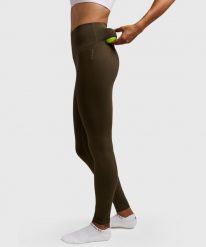 Legginsy sportowe damskie. Zielone legginsy NORDICDOTS, bez wzorów, z materiału, sportowe. Za 365.00 zł.