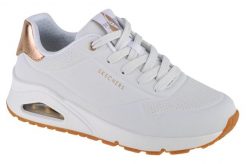 Buty sportowe Sneakersy damskie, Skechers Uno-Golden Air. Białe buty treningowe Skechers, bez wzorów, z materiału, przed kostkę, bez zapięcia, trekkingowe. Za 414.00 zł.