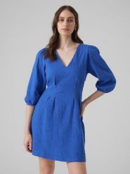 Vero Moda Sukienka w kolorze niebieskim rozmiar: XS. Niebieskie sukienki Vero Moda, xs, bez wzorów, z bawełny, bez kołnierzyka, bez ramiączek, mini. Za 73.76 zł.