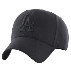 Czapka z daszkiem dla dorosłych MLB Los Angeles Dodgers Cap. Czarne czapki z daszkiem 47 Brand, na lato, bez wzorów, z materiału, sportowe. Za 190.50 zł.