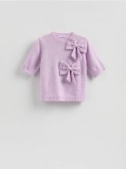 Sweter z kokardami - fioletowy. Fioletowe swetry Reserved, l, bez wzorów, z dzianiny, bez ramiączek. Za 129.99 zł.
