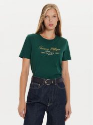 Tommy Hilfiger T-Shirt Script Graphic WW0WW43502 Zielony Regular Fit. Zielone t-shirty Tommy Hilfiger, s, bez wzorów, z bawełny, bez kołnierzyka, bez ramiączek. Za 159.99 zł.