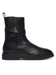 Calvin Klein Botki Ankle Boot W/ Metal Logo HW0HW02663 Czarny. Czarne botki Calvin Klein, bez wzorów, ze skóry, bez obcasa, na płaskiej podeszwie, bez zapięcia. Za 639.99 zł.
