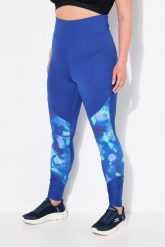 Damskie Sportowe legginsy szybkoschnące wysoki stan kieszeń na zamek. Niebieskie legginsy Ulla Popken, bez wzorów, z elastanu, sportowe. Za 239.99 zł.