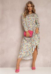 Niebiesko-Żółta Sukienka Dorosa. Niebieskie sukienki Renee, na imprezę, l, bez wzorów, bez kołnierzyka, bez ramiączek, maxi. W wyprzedaży za 48.99 zł.