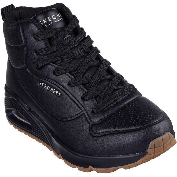Buty sportowe damskie Skechers Uno Stand High. Czarne buty sportowe lifestyle Skechers, bez wzorów, z materiału, sportowe, bez zapięcia. Za 393.00 zł.