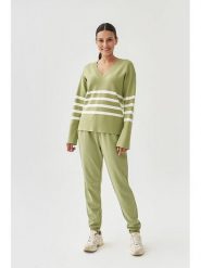 TATUUM Sweter w kolorze zielono-białym rozmiar: XL. Białe swetry Tatuum, xl, bez wzorów, ze splotem, bez ramiączek. Za 113.90 zł.