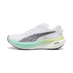 Damskie buty do biegania Puma Deviate Nitro 3. Białe buty do biegania Puma, bez wzorów, bez zapięcia, do biegania. W wyprzedaży za 613.00 zł.