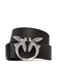 Pinko Pasek Damski Love Berry H4 Belt PE 23 PLT01 100120 A0F1 Czarny. Czarne paski Pinko, bez wzorów, ze skóry. Za 429.99 zł.