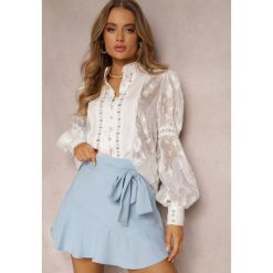 Niebieskie Spódnicospodnie Phyleris. Niebieskie szorty Renee, bez wzorów, z materiału, eleganckie. W wyprzedaży za 79.99 zł.